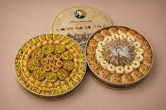 Mixlåda 2 sorter (Mixed Nwashef 700g, Baklava Pistage 750g)
