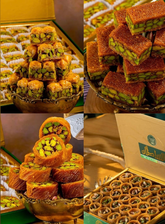 Superdeal – 4 lådor
Mabroumeh (500g) 
Baloryeh (500g) 
Asyeh (500g) 
Fågelbo (600g)